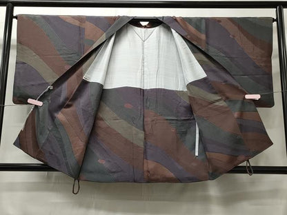 平和屋着物∞道中着　斜線吉祥文　正絹　逸品　CAAT5819id