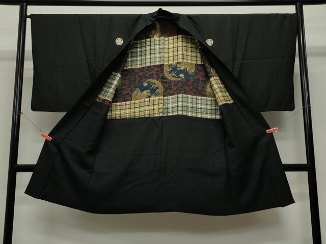 平和屋着物∞男性 長羽織 黒紋付き 正絹 逸品 CAAT5826id
