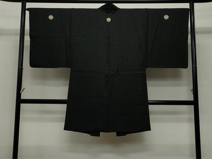 平和屋着物∞男性 長羽織 黒紋付き 正絹 逸品 CAAT5826id
