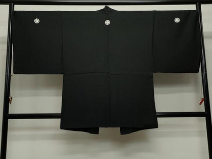 平和屋着物＃男性　羽織　黒紋付き　正絹　逸品　CAAT5829id