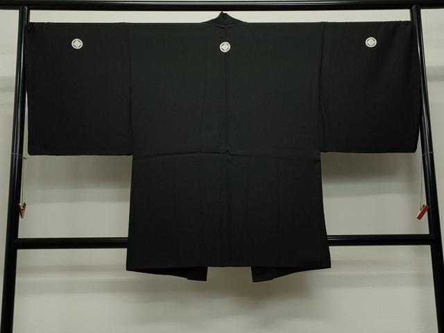 平和屋着物＃男性　羽織　黒紋付き　正絹　逸品　CAAT5829id