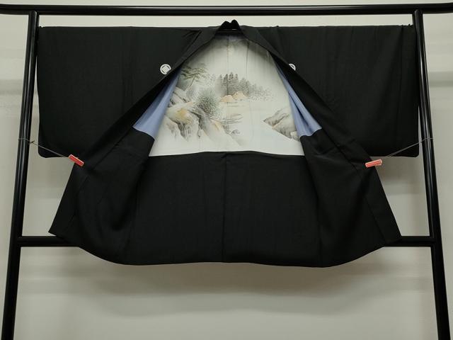平和屋着物＃男性　羽織　黒紋付き　正絹　逸品　CAAT5829id