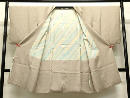 平和屋着物＃道行コート　格子吉祥文　ロング丈　正絹　逸品　CAAT5831id