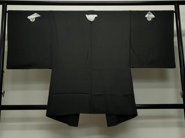 平和屋着物＃男性　羽織　黒紋付き　正絹　逸品　CAAT5838id