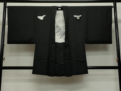 平和屋着物＃男性　羽織　黒紋付き　正絹　逸品　CAAT5838id