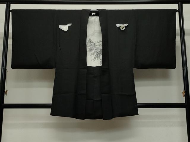 平和屋着物＃男性　羽織　黒紋付き　正絹　逸品　CAAT5838id