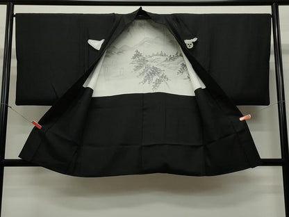 平和屋着物＃男性　羽織　黒紋付き　正絹　逸品　CAAT5838id