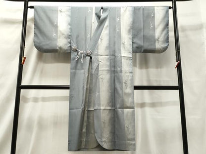 平和屋着物▽道中着　単衣　雨コート　霞花文　ロング丈　正絹　逸品　CAAT5856id