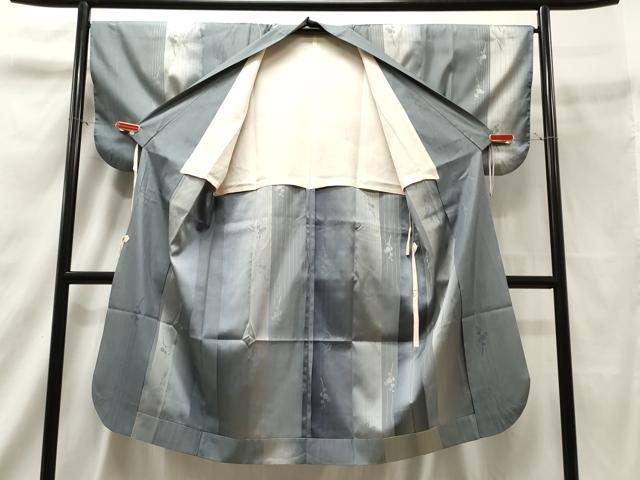 平和屋着物▽道中着　単衣　雨コート　霞花文　ロング丈　正絹　逸品　CAAT5856id