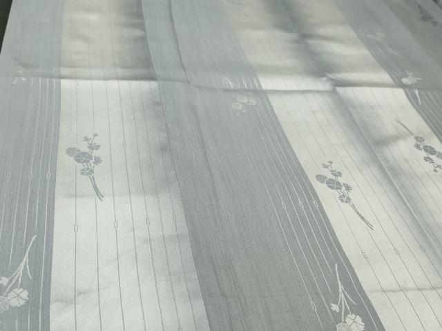 平和屋着物▽道中着　単衣　雨コート　霞花文　ロング丈　正絹　逸品　CAAT5856id