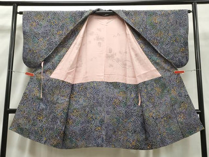 平和屋着物＃道中着 輪奈ビロード 草花文 ロング丈 正絹 逸品 CAAT5884id
