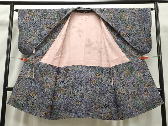平和屋着物＃道中着 輪奈ビロード 草花文 ロング丈 正絹 逸品 CAAT5884id