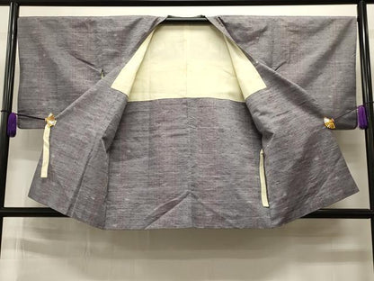 平和屋着物∞道行コート　紬地　間道　正絹　逸品　CAAT5903id