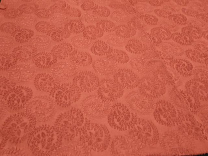 平和屋着物∞道行コート　花唐草地紋　赤丹色　ロング丈　正絹　逸品　CAAT5906id