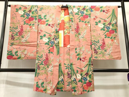 平和屋着物＃長羽織　枝花文　正絹　逸品　CAAT5909id