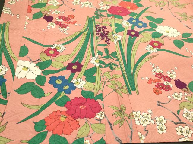 平和屋着物＃長羽織　枝花文　正絹　逸品　CAAT5909id