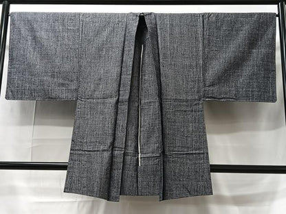 平和屋着物▽男性　長羽織　単衣　紬地　霞文　正絹　逸品　CAAT5932id