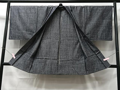 平和屋着物▽男性　長羽織　単衣　紬地　霞文　正絹　逸品　CAAT5932id