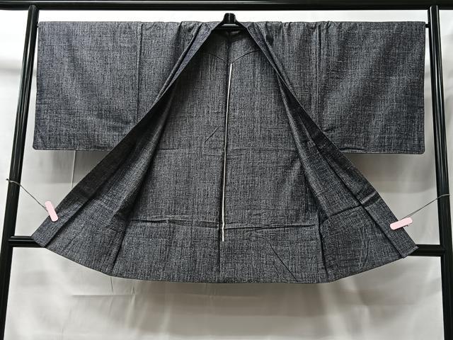 平和屋着物▽男性　長羽織　単衣　紬地　霞文　正絹　逸品　CAAT5932id