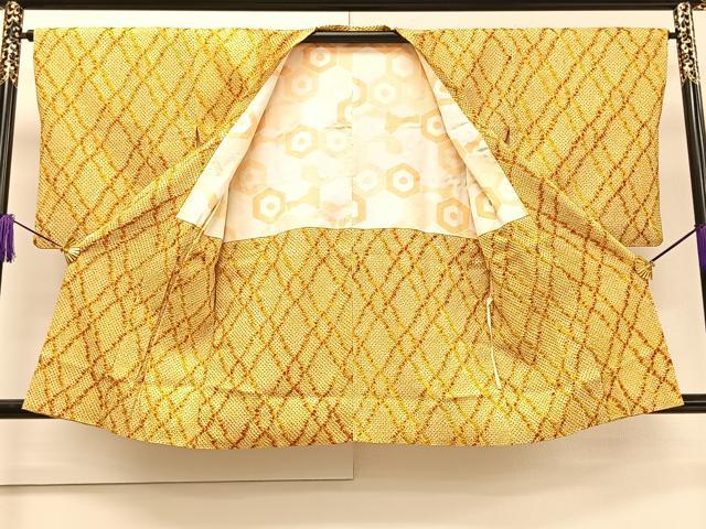 平和屋着物∞道行コート 総絞り 菱格子柄 反端付き 正絹 逸品 CAAT5951id