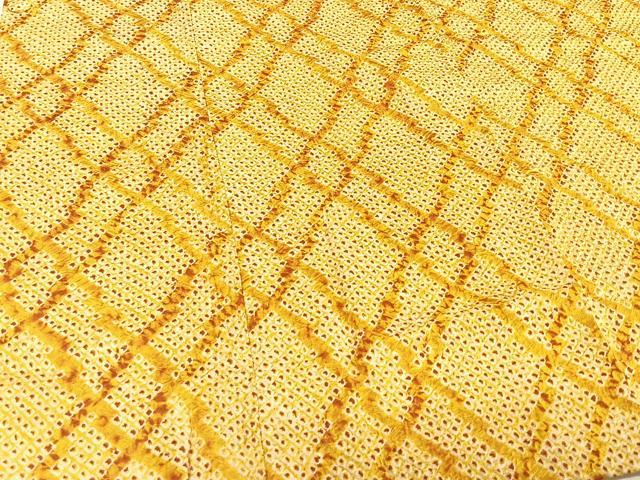 平和屋着物∞道行コート 総絞り 菱格子柄 反端付き 正絹 逸品 CAAT5951id