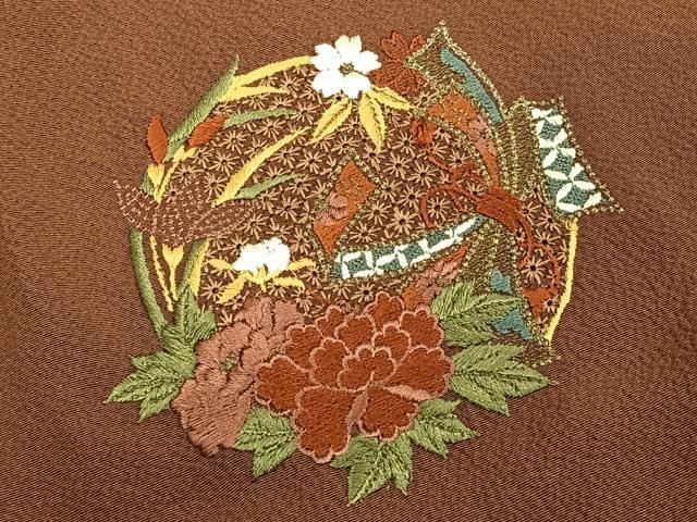 平和屋着物∞中国三大刺繍　スワトウ刺繍　汕頭刺繍　道行コート　総刺繍　束ね熨斗花丸文　正絹　逸品　未使用　CAAT6000id