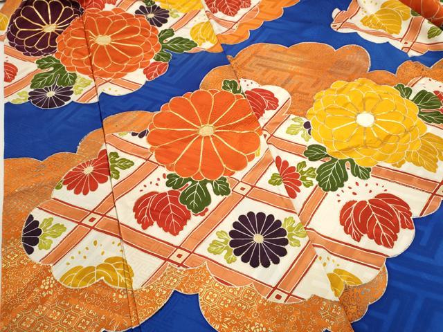 平和屋着物[]七五三　女の子　７歳　祝着　四つ身　襦袢セット　駒刺繍　天井菊花文　金彩　逸品　CAAT6003ze
