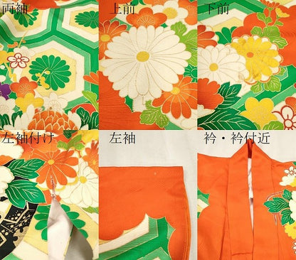平和屋着物∵女の子 十三参り 子供 祝着・襦袢セット 駒刺繍 花車亀甲菊文 金彩 逸品 CAAT6094ze