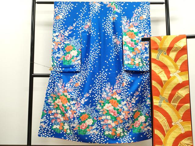 平和屋着物∵女の子　十三参り　子供　祝着・袋帯セット　駒刺繍　草花文　金彩　逸品　CAAT6102ze