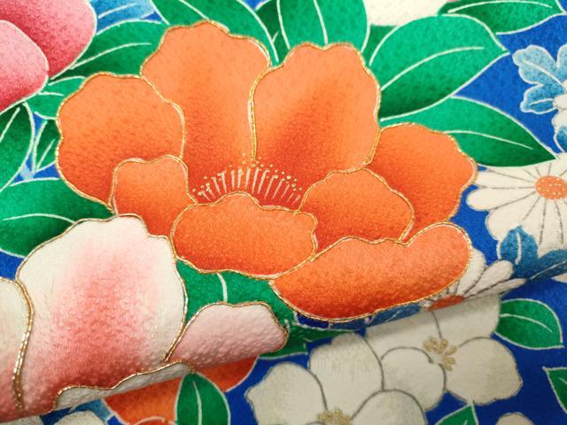平和屋着物∵女の子　十三参り　子供　祝着・袋帯セット　駒刺繍　草花文　金彩　逸品　CAAT6102ze