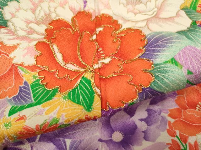 平和屋着物∵女の子 十三参り 子供 祝着・袋帯セット 駒刺繍 草花文 暈し染め 金彩 逸品 CAAT6103ze