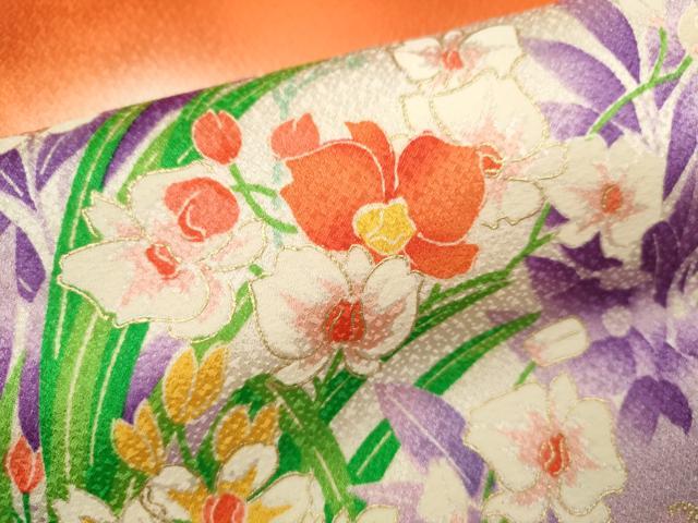 平和屋着物∵女の子 十三参り 子供 祝着・袋帯セット 駒刺繍 草花文 暈し染め 金彩 逸品 CAAT6103ze