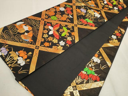 平和屋着物∵女の子 十三参り 子供 祝着・袋帯セット 駒刺繍 扇面舞蝶花文 暈し染め 金彩 逸品 CAAT6110ze
