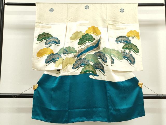 平和屋着物[]お宮参り　男の子　祝着　産着　初着　のしめ　駒刺繍　枝松文　金彩　逸品　CAAT6125ze