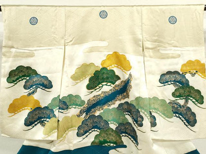 平和屋着物[]お宮参り　男の子　祝着　産着　初着　のしめ　駒刺繍　枝松文　金彩　逸品　CAAT6125ze