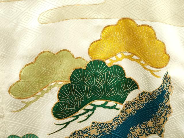 平和屋着物[]お宮参り　男の子　祝着　産着　初着　のしめ　駒刺繍　枝松文　金彩　逸品　CAAT6125ze