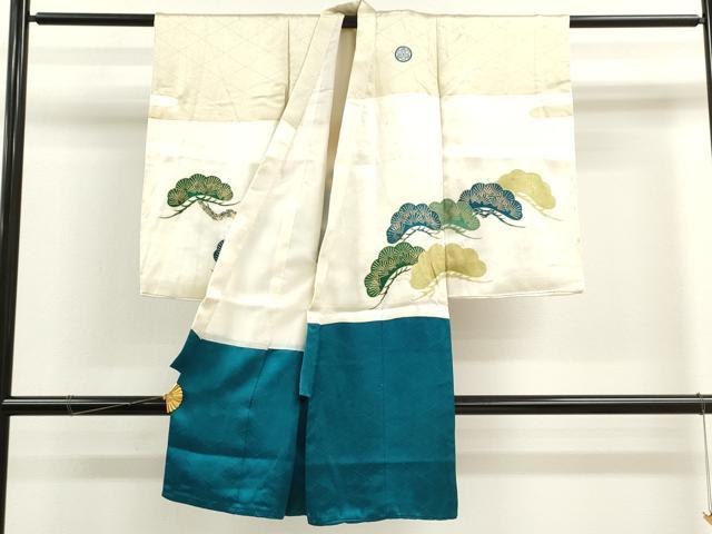 平和屋着物[]お宮参り　男の子　祝着　産着　初着　のしめ　駒刺繍　枝松文　金彩　逸品　CAAT6125ze