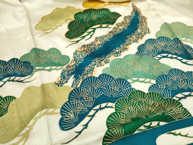 平和屋着物[]お宮参り　男の子　祝着　産着　初着　のしめ　駒刺繍　枝松文　金彩　逸品　CAAT6125ze