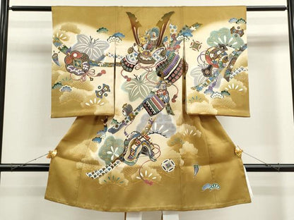 平和屋着物[]お宮参り　男の子　祝着　産着　初着　のしめ　刺繍　龍　兜　吉祥松文　金彩　逸品　CAAT6129ze