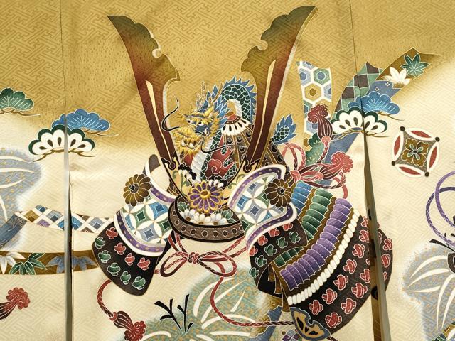 平和屋着物[]お宮参り　男の子　祝着　産着　初着　のしめ　刺繍　龍　兜　吉祥松文　金彩　逸品　CAAT6129ze
