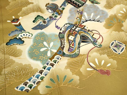 平和屋着物[]お宮参り　男の子　祝着　産着　初着　のしめ　刺繍　龍　兜　吉祥松文　金彩　逸品　CAAT6129ze