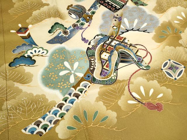 平和屋着物[]お宮参り　男の子　祝着　産着　初着　のしめ　刺繍　龍　兜　吉祥松文　金彩　逸品　CAAT6129ze