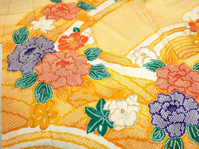平和屋着物[]七五三　女の子　７歳　祝着　四つ身　袋帯セット　駒刺繍　立波草花文　CAAT6167ze