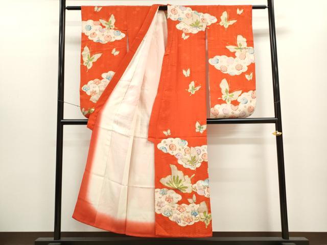 平和屋着物∵女の子 十三参り 子供 祝着・長襦袢・丸帯セット 駒刺繍 雲取り舞蝶花文 金彩 逸品 CABF2919ze