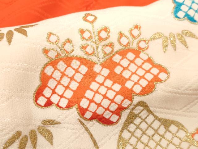 平和屋着物∵女の子 十三参り 子供 祝着・長襦袢・丸帯セット 駒刺繍 雲取り舞蝶花文 金彩 逸品 CABF2919ze