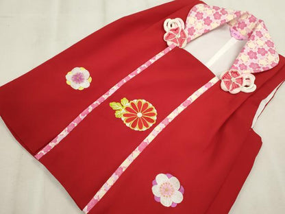 平和屋着物[]七五三　女の子　３歳　祝着　三つ身　長襦袢・被布セット　舞花文　金彩　洗える着物　CAAT6184ze