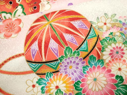 平和屋着物[]お宮参り　女の子　祝着　産着　初着　のしめ　花車舞蝶文　暈し染め　金彩　洗える着物　CAAT6195ze
