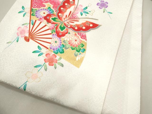 平和屋着物[]お宮参り　女の子　祝着　産着　初着　のしめ　花車舞蝶文　暈し染め　金彩　洗える着物　CAAT6195ze