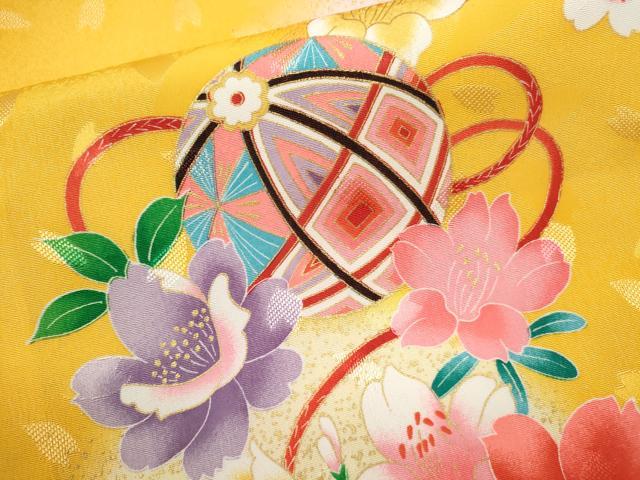 平和屋着物[]お宮参り　女の子　祝着　産着　初着　のしめ　鞠草花文　金彩　洗える着物　CAAT6197ze