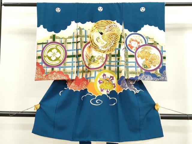 平和屋着物[]お宮参り　男の子　祝着　産着　初着　のしめ　刺繍　鷹　龍　狛獅子　吉祥花文　金彩　逸品　CAAT6203ze